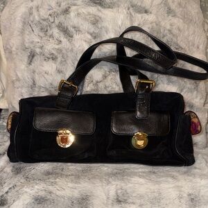Black Suade & Leather Women's Bag